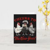 Chicken Cheers To The New Year  Karte (Gelbe Blume)