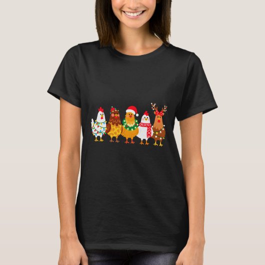 Chicken Christmas Lights Farm-girl Animal Lover Ro T-Shirt (Vorderseite)