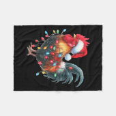 Chicken Christmas Lights Funny Santa Hat Merry Xma Fleecedecke (Vorderseite (Horizontal))