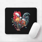 Chicken Christmas Lights Funny Santa Hat Merry Xma Mousepad (Mit Mouse)