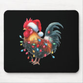 Chicken Christmas Lights Funny Santa Hat Merry Xma Mousepad (Vorne)
