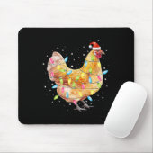 Chicken Christmas Lights Santa Hat Chicken Farm An Mousepad (Mit Mouse)