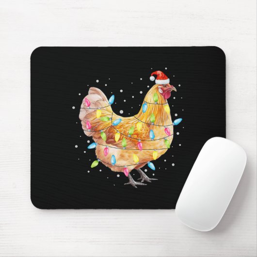 Chicken Christmas Lights Santa Hat Chicken Farm An Mousepad (Mit Mouse)