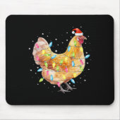 Chicken Christmas Lights Santa Hat Chicken Farm An Mousepad (Vorne)