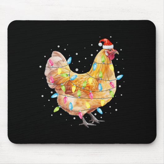Chicken Christmas Lights Santa Hat Chicken Farm An Mousepad (Vorne)