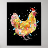 Chicken Christmas Lights Santa Hat Chicken Farm An Poster (Vorne)