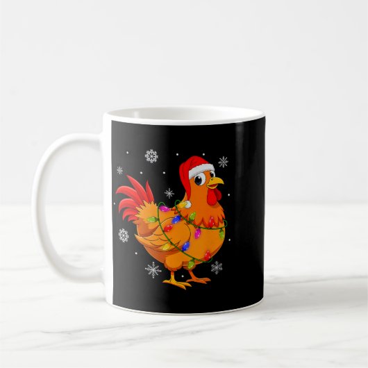 Chicken Christmas Lights Santa Hat Farm Animal Chi Kaffeetasse (Links)