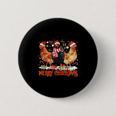 Chicken Christmas Merry Chickmas Santa Claus Hat F Button (Vorderseite)