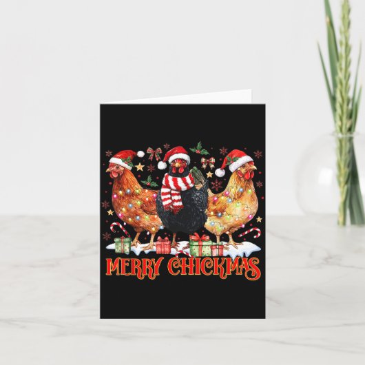Chicken Christmas Merry Chickmas Santa Claus Hat F Karte (Vorderseite)