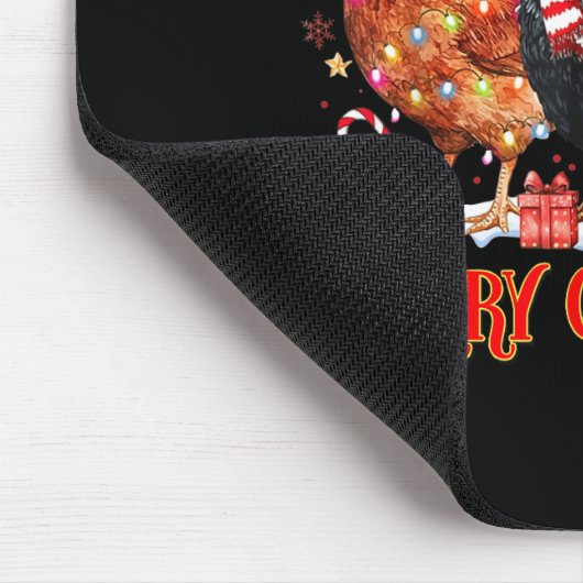 Chicken Christmas Merry Chickmas Santa Claus Hat F Mousepad (Ecke)