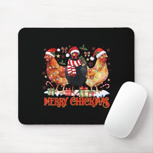 Chicken Christmas Merry Chickmas Santa Claus Hat F Mousepad (Mit Mouse)