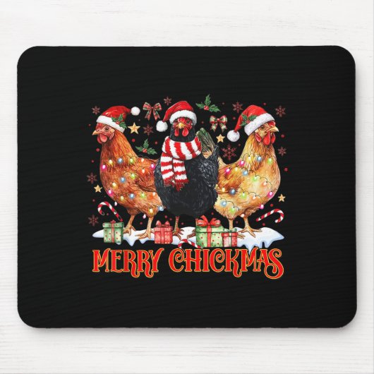 Chicken Christmas Merry Chickmas Santa Claus Hat F Mousepad (Vorne)