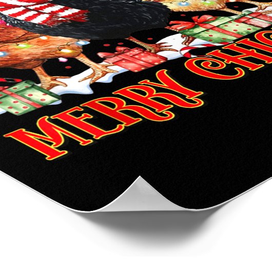 Chicken Christmas Merry Chickmas Santa Claus Hat F Poster (Ecke)