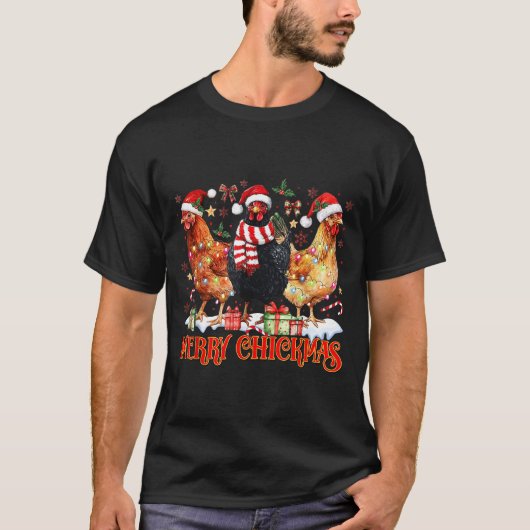 Chicken Christmas Merry Chickmas Santa Claus Hat F T-Shirt (Vorderseite)