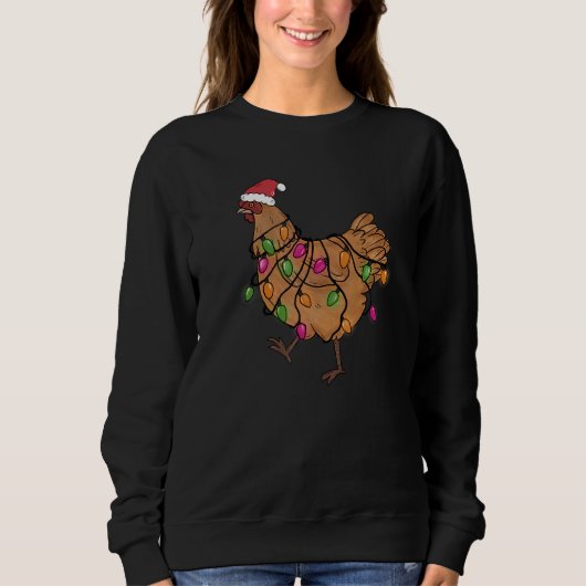 Chicken Christmas Santa  Christmas Lights Chicken Sweatshirt (Vorderseite)
