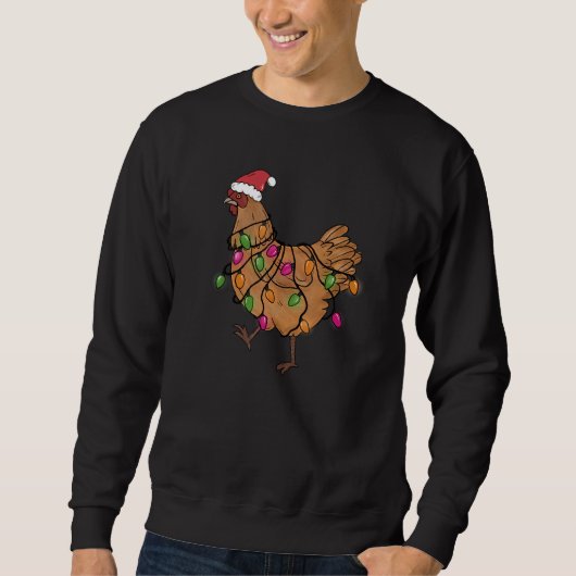 Chicken Christmas Santa Christmas Lights Chicken Sweatshirt (Vorderseite)