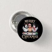Chicken Christmas Santa Hat Merry Chickmas Farm Button (Vorne & Hinten)