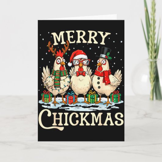 Chicken Christmas Santa Hat Merry Chickmas Xmas Fa Karte (Vorderseite)