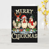 Chicken Christmas Santa Hat Merry Chickmas Xmas Fa Karte (Gelbe Blume)
