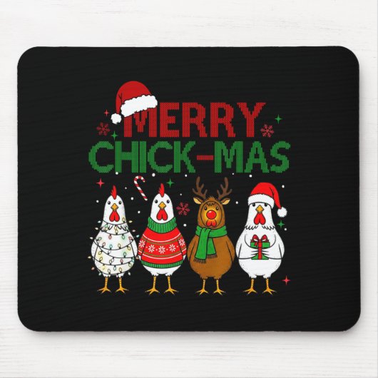 Chicken Christmas Santa Hat Merry Chickmas Xmas Fa Mousepad (Vorne)