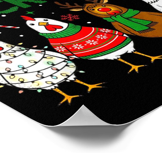Chicken Christmas Santa Hat Merry Chickmas Xmas Fa Poster (Ecke)