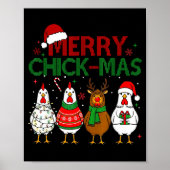 Chicken Christmas Santa Hat Merry Chickmas Xmas Fa Poster (Vorne)