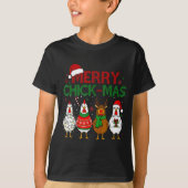 Chicken Christmas Santa Hat Merry Chickmas Xmas Fa T-Shirt (Vorderseite)
