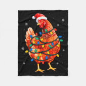 Chicken Christmas Tree Lights Farm Animal Santa Xm Fleecedecke (Vorderseite)