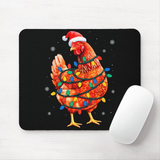 Chicken Christmas Tree Lights Farm Animal Santa Xm Mousepad (Mit Mouse)