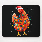 Chicken Christmas Tree Lights Farm Animal Santa Xm Mousepad (Vorne)