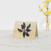 Chicken Circle Eating Watermelon Replaceable Photo Karte (Gelbe Blume)