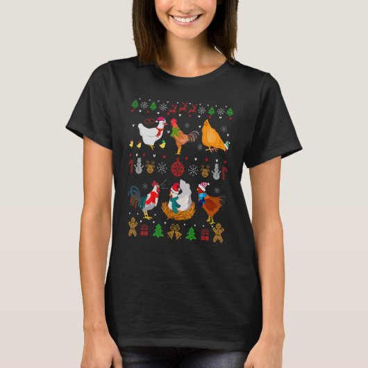 Chicken Collection Christmas Sweater Santa Chicken T-Shirt (Vorderseite)