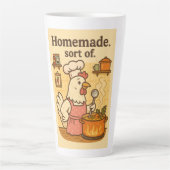 Chicken Cooking Soup - Funny Kitchen Hen Design Milchtasse (Vorderseite)