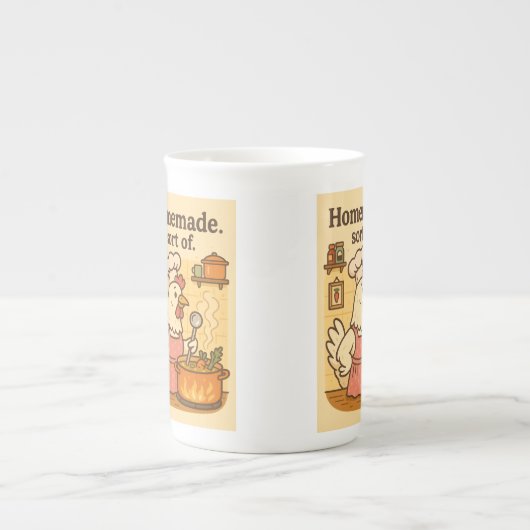 Chicken Cooking Soup - Funny Kitchen Hen Design Porzellantasse (Vorderseite)