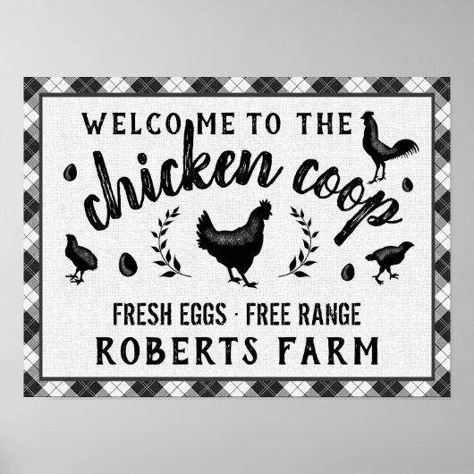 Chicken Coop Hen Black Buffalo Karo Kariertes Land Poster (Vorne)