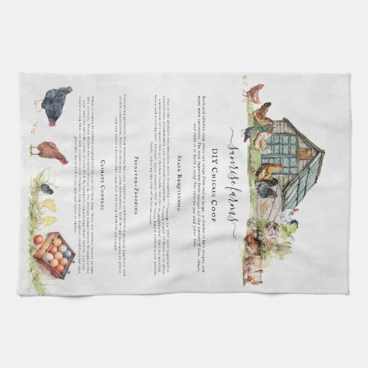 Chicken Coop | Rustic Farm Monogram Geschirrtuch (Horizontal)