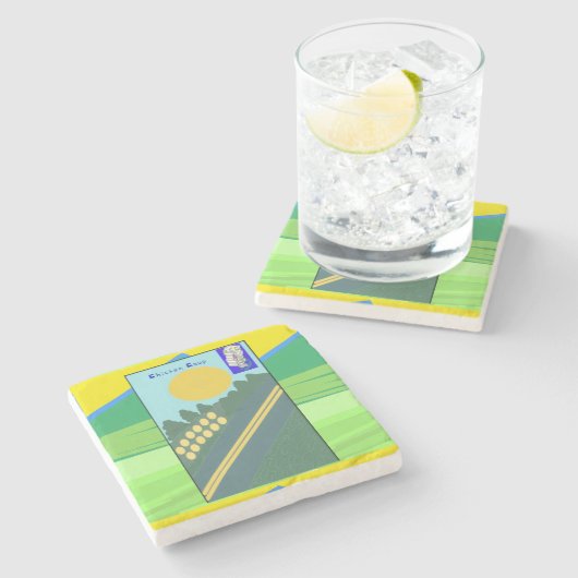 Chicken Coup Steinuntersetzer (Seitenansicht)