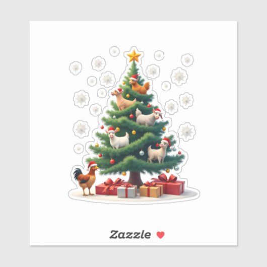 Chicken Cow Goat Horse Farm Animal Farmer Christma Aufkleber (Blatt)