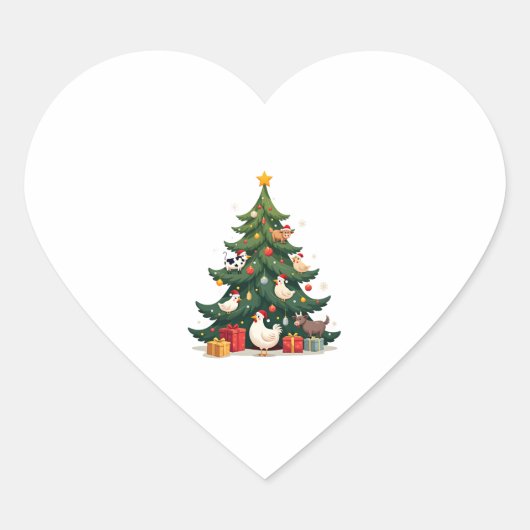 Chicken Cow Goat Horse Farm Animal Farmer Christma Herz-Aufkleber (Vorderseite)