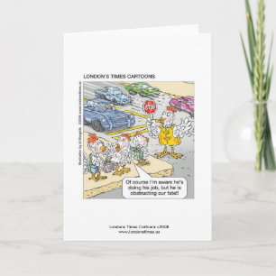 Chicken Crossing Road Funny Grußkarte Karte