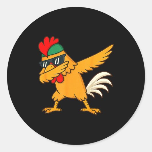 Chicken Dab Meme Animal Dance Funny For Men Women Runder Aufkleber (Vorderseite)