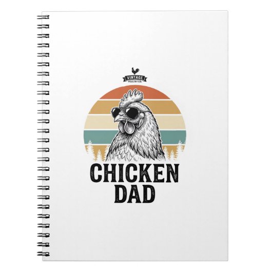 Chicken Dad Vintage Sunset Funny Chicken Lover Shi Notizblock (Vorderseite)
