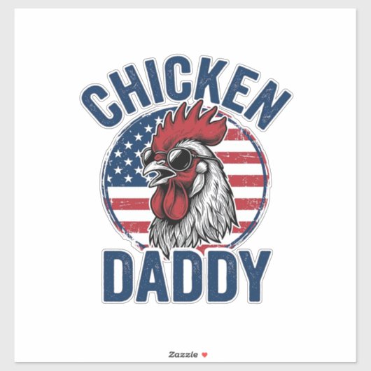 Chicken Daddy Rooster Vintage Patriotic Shirt Desi Aufkleber (Blatt)
