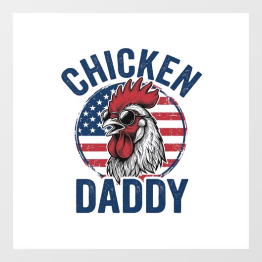 Chicken Daddy Rooster Vintage Patriotic Shirt Desi Fensteraufkleber (Blatt)