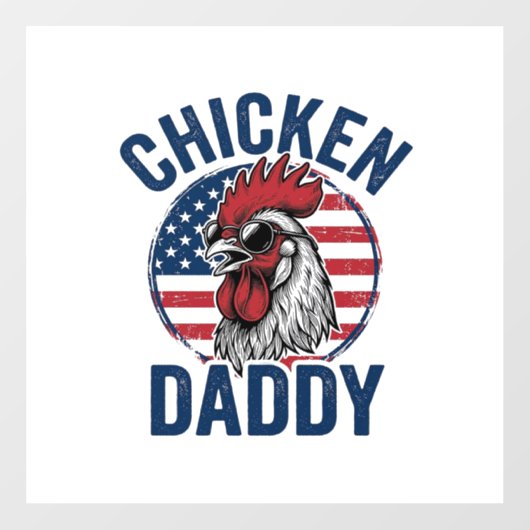 Chicken Daddy Rooster Vintage Patriotic Shirt Desi Fensteraufkleber (Blatt)
