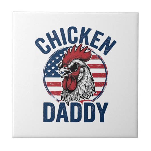 Chicken Daddy Rooster Vintage Patriotic Shirt Desi Fliese (Vorderseite)
