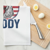 Chicken Daddy Rooster Vintage Patriotic Shirt Desi Geschirrtuch (Viertel Falte)