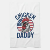 Chicken Daddy Rooster Vintage Patriotic Shirt Desi Geschirrtuch (Vertikal)