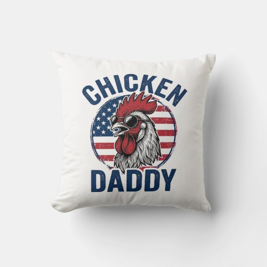 Chicken Daddy Rooster Vintage Patriotic Shirt Desi Kissen (Vorderseite)