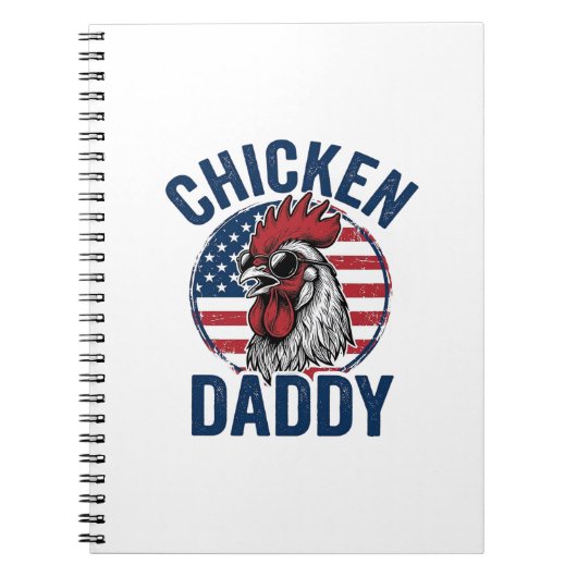 Chicken Daddy Rooster Vintage Patriotic Shirt Desi Notizblock (Vorderseite)